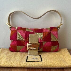 Fendi SYNTHETIC Vintage Baguette Patchwork Red Metallic